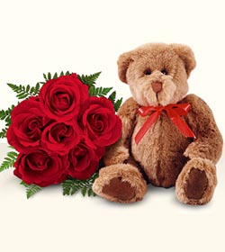  Ankara kaliteli taze ve ucuz �i�ekler  5 g�l ve orta boy ayicik