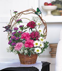  Ankara yurti�i ve yurtd��� �i�ek sipari�i  sepet i�erisinde karanfil gerbera ve kir �i�ekleri