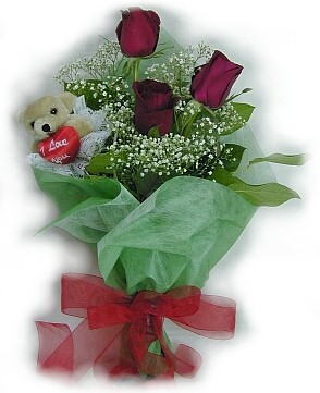 3 adet g�l ve k���k ayicik buketi  Ankara g�venli kaliteli h�zl� �i�ek 