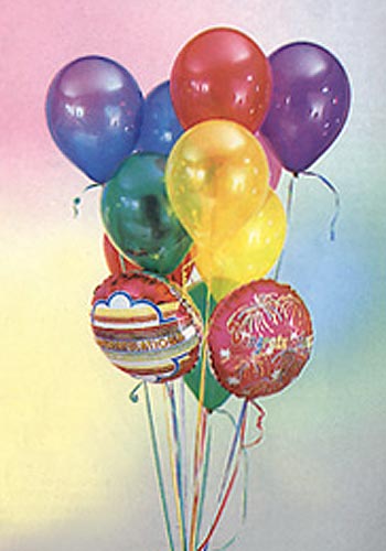  Ankara iekiler  19 adet karisik renkte uan balon buketi