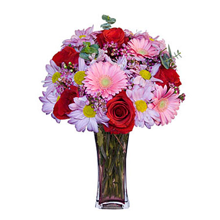 Görsel hediye karisik cam mevsim demeti  Ankara 14 şubat sevgililer günü çiçek  