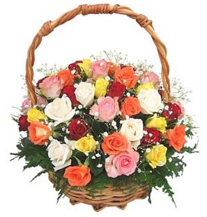  Ankara çiçek servisi , çiçekçi adresleri  29 adet rengarenk gül sepeti tanzimi