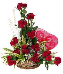  Ankara �i�ek�i ma�azas�  25 adet k�rm�z� g�l sepeti �i�e�i
