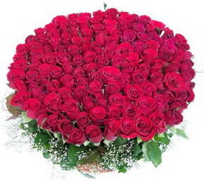 Ankara uluslararas� �i�ek g�nderme  100 adet k�rm�z� g�lden g�rsel buket