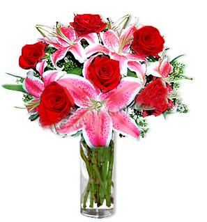  Ankara çiçek gönderme  1 dal cazablanca ve 6 kırmızı gül çiçeği