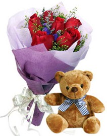 7 adet k�rm�z� g�l 15 cm boyutlar�nda ay�c�k  Ankara �i�ek servisi , �i�ek�i adresleri 