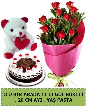 Ya�pasta ay�c�k ve g�l buketi her�ey i�inde  Ankara �nternetten �i�ek sipari�i 