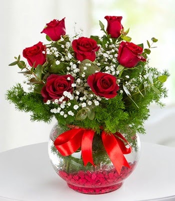 fanus Vazoda 7 Gül  Ankara ucuz çiçek gönder  