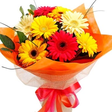 9 adet kar���k gerbera buketi  Ankara ucuz �i�ek g�nder 