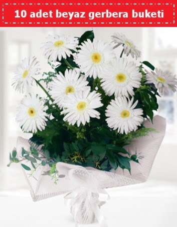 10 Adet beyaz gerbera buketi  Ankara ucuz �i�ek g�nder 