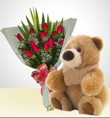 12 adet yapay g�l ve 40 cm civarinda ayi  Ankara �i�ek ma�azas� , �i�ek�i adresleri 
