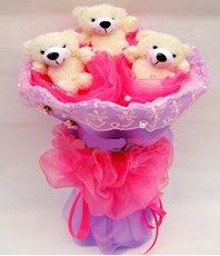 3 adet 15 cm boyutlarinda ayilardan buket  Ankara yurti�i ve yurtd��� �i�ek sipari�i 