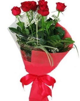 5 adet kırmızı gülden buket  Ankara online çiçek gönderme sipariş 
