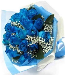 15 adet mavi gülden şahane eşsiz buket  Ankara online çiçekçi , çiçek siparişi 