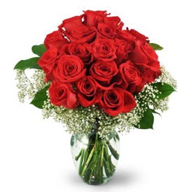 25 adet kırmızı gül cam vazoda  Ankara ucuz çiçek gönder 