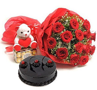 12 kırmızı gül ayıcık çikolata ve yaş pasta  Ankara çiçekçi telefonları   